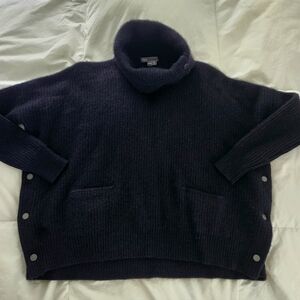 Vince Oversize Snap-Turtleneck Sweater Black Size XXS